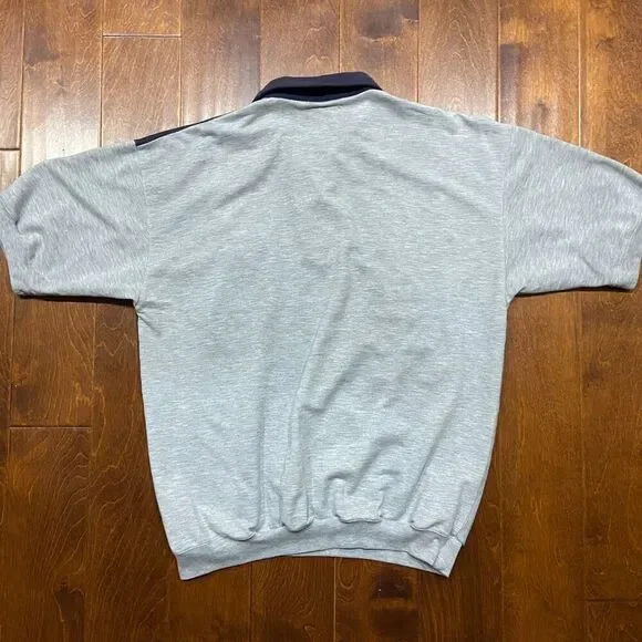 LD Sport Vintage Casual Sweatshirt Polo Gray Navy Poly Blend Shirt Mens Size XLT - Picture 5 of 8